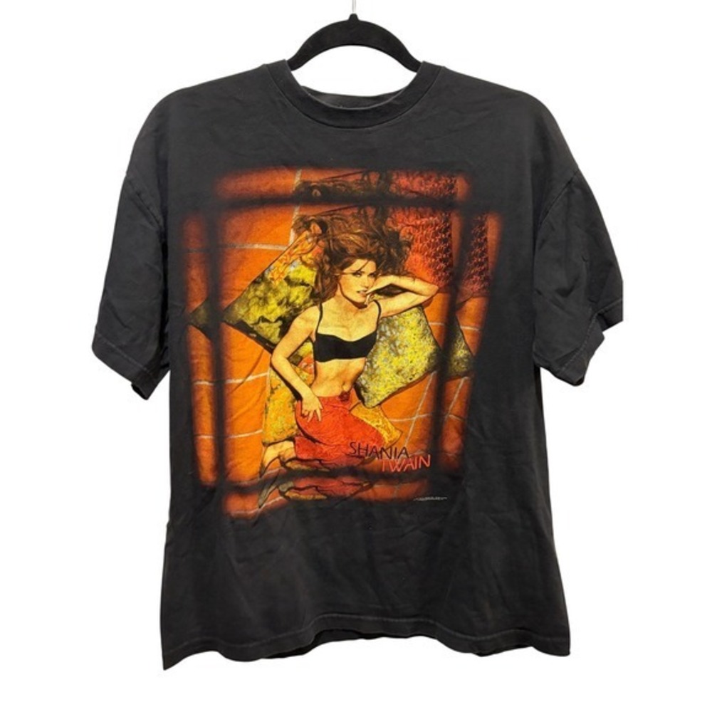 Vintage 1999 Shania Twain PolyGram Graphic T-Shirt Black Large 90s Country Music